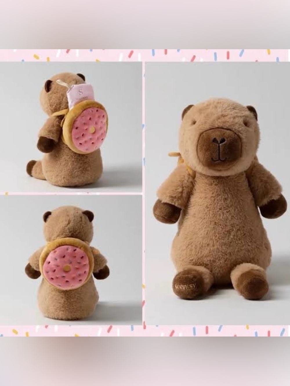 Scentsy 🍩 CRUMB the CAPYBARA Buddy Doll with Donut Backpack & Scent Pak NIB